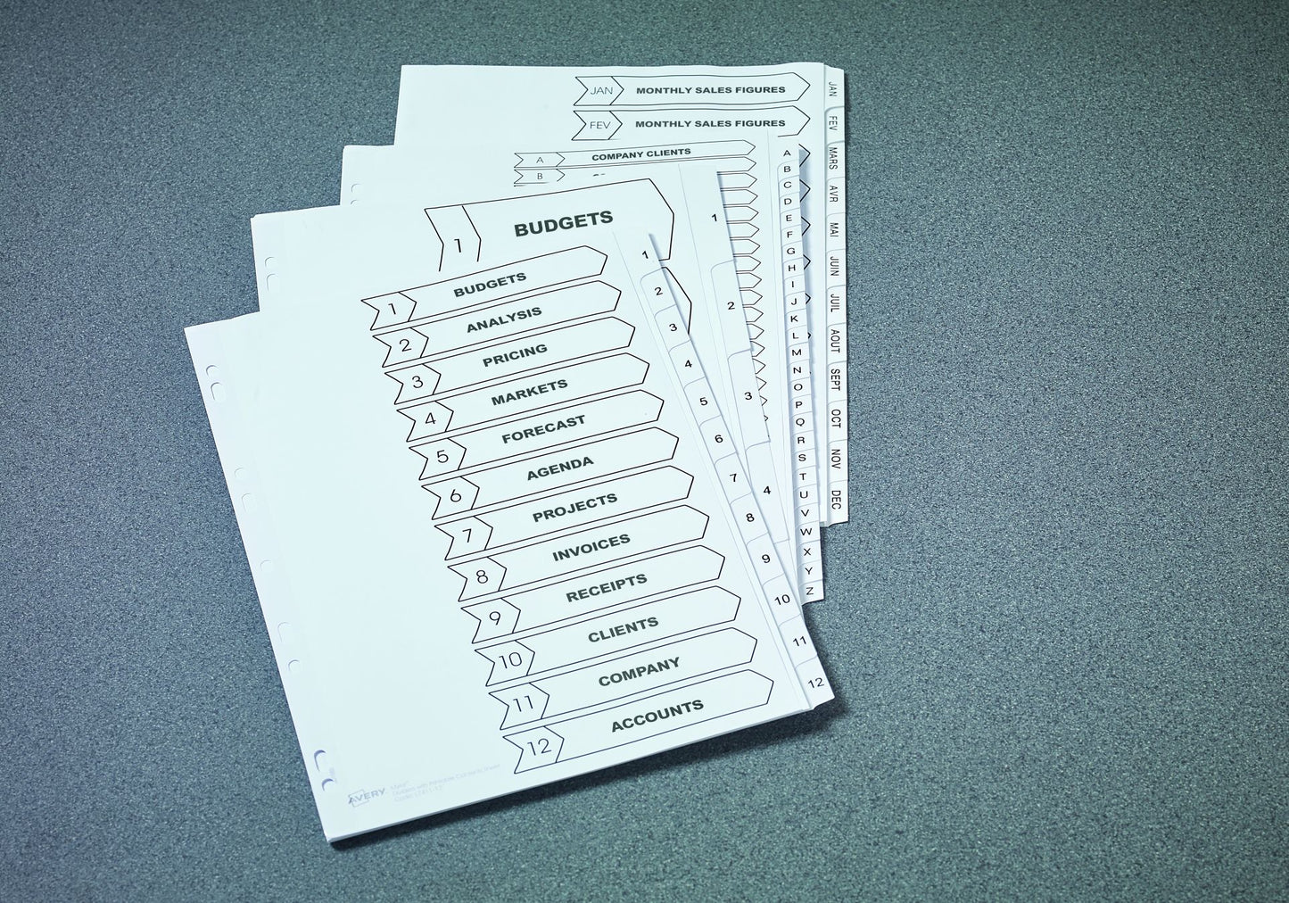 Avery Mylar Divider A-Z A4 Punched 150gsm White Card with White Mylar Tabs 05231061