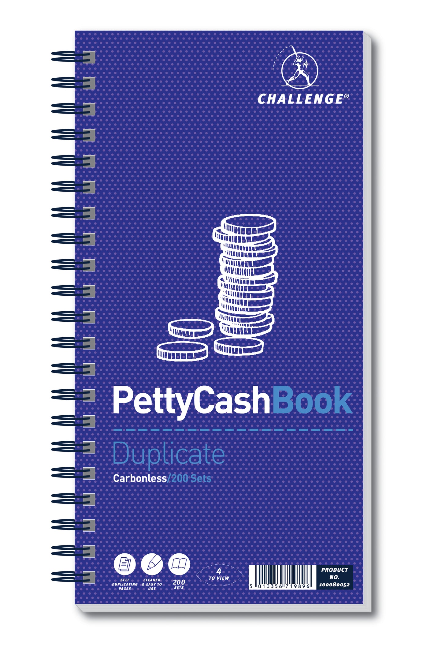 Challenge 280x141mm Duplicate Petty Cash Book Carbonless Wirebound 200 Sets - 100080052 - NWT FM SOLUTIONS - YOUR CATERING WHOLESALER