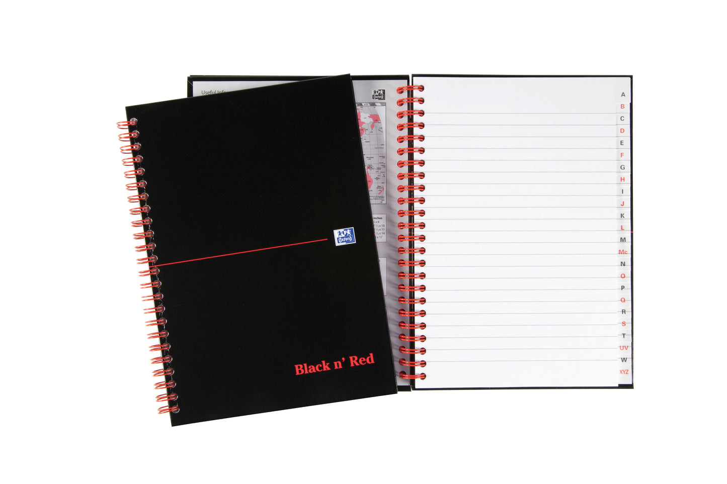 Black n Red Notebook Wirebound A5 Hardback A-Z Indexed Ruled 140 Pages 100080194