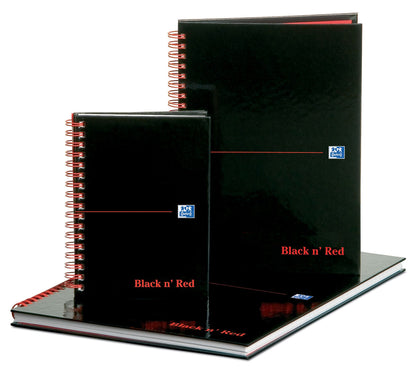 Black n Red Notebook Wirebound A5 Hardback A-Z Indexed Ruled 140 Pages 100080194