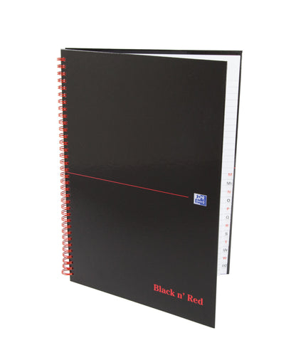 Black n Red Notebook Wirebound A4 Hardback A-Z Ruled 140 Pages 100080232