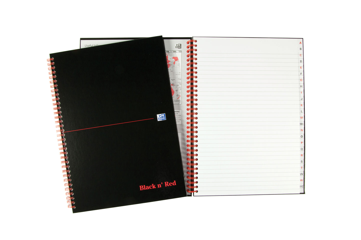 Black n Red Notebook Wirebound A4 Hardback A-Z Ruled 140 Pages 100080232