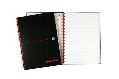 Black n Red Notebook Wirebound A4 Hardback A-Z Ruled 140 Pages 100080232