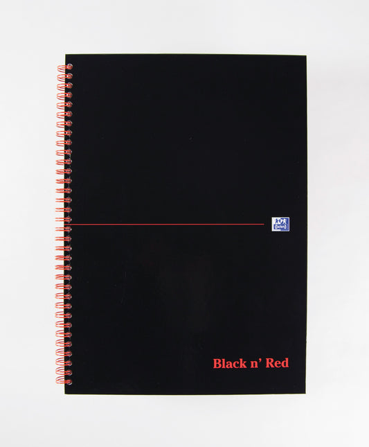 Black n Red Notebook Wirebound A4 Hardback A-Z Ruled 140 Pages 100080232 - NWT FM SOLUTIONS - YOUR CATERING WHOLESALER