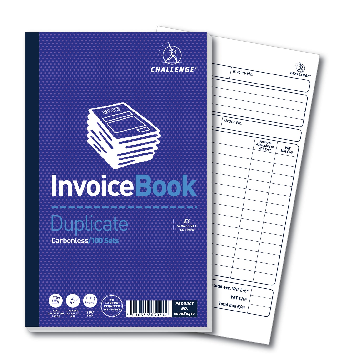 Challenge Duplicate Invoice Book 210x130mm Card Cover With VAT 100 Sets (Pack 5) 100080412