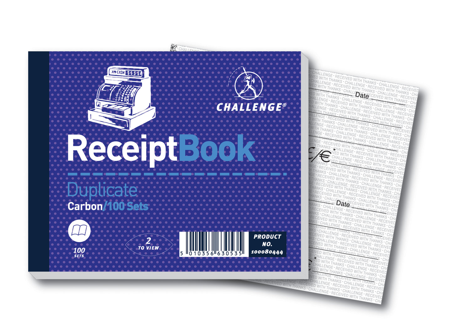 Challenge 105x130mm Duplicate Receipt Book Carbon Taped Cloth Binding 100 Sets (Pack 5) - 100080444