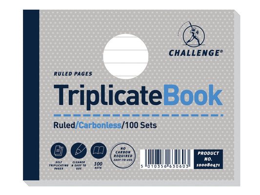 Challenge Triplicate Book 105x130mm Card Cover Ruled 100 Sets (Pack 5) 100080471 - NWT FM SOLUTIONS - YOUR CATERING WHOLESALER