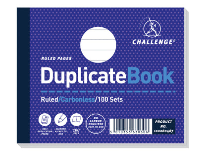 Challenge 105x130mm Duplicate Book Carbonless Ruled Taped Cloth Binding 100 Sets (Pack 5) - 100080487 - NWT FM SOLUTIONS - YOUR CATERING WHOLESALER