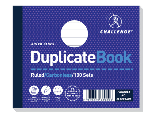 Challenge 105x130mm Duplicate Book Carbonless Ruled Taped Cloth Binding 100 Sets (Pack 5) - 100080487 - NWT FM SOLUTIONS - YOUR CATERING WHOLESALER