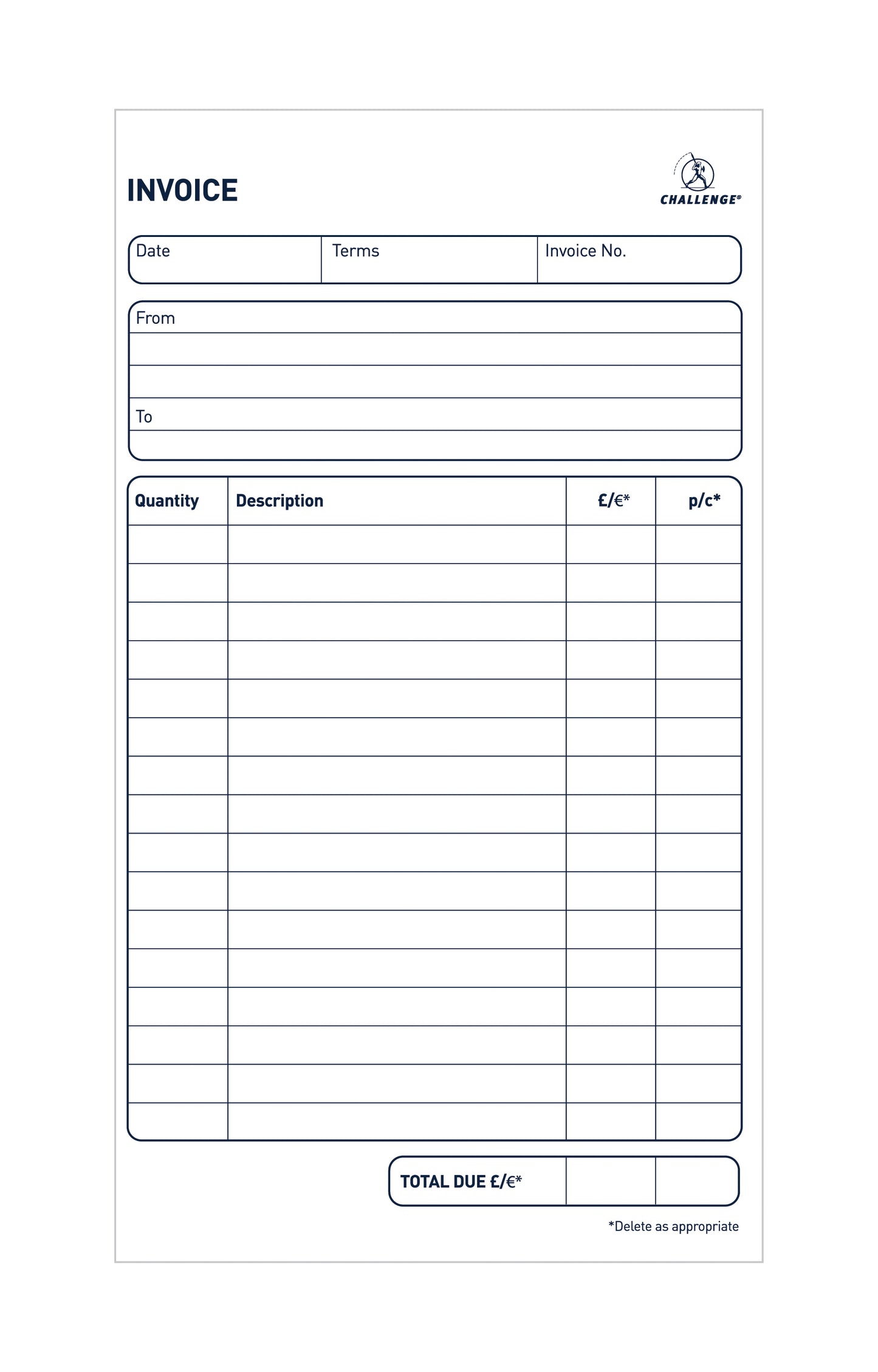 Challenge Duplicate Invoice Book 210x130mm Card Cover Without VAT 100 Sets (Pack 5) 100080526