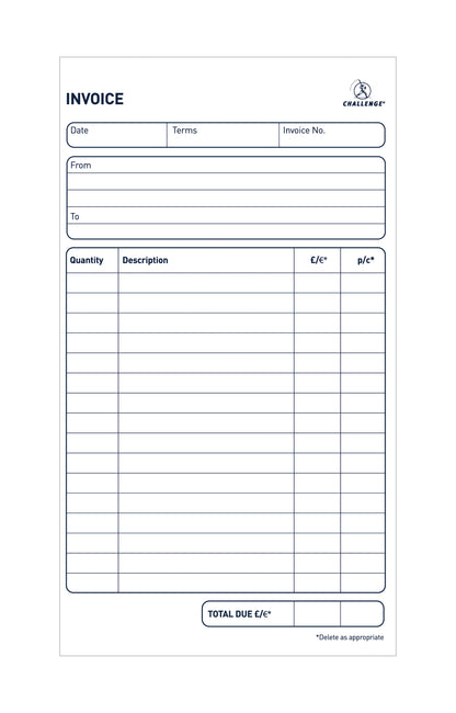 Challenge Duplicate Invoice Book 210x130mm Card Cover Without VAT 100 Sets (Pack 5) 100080526