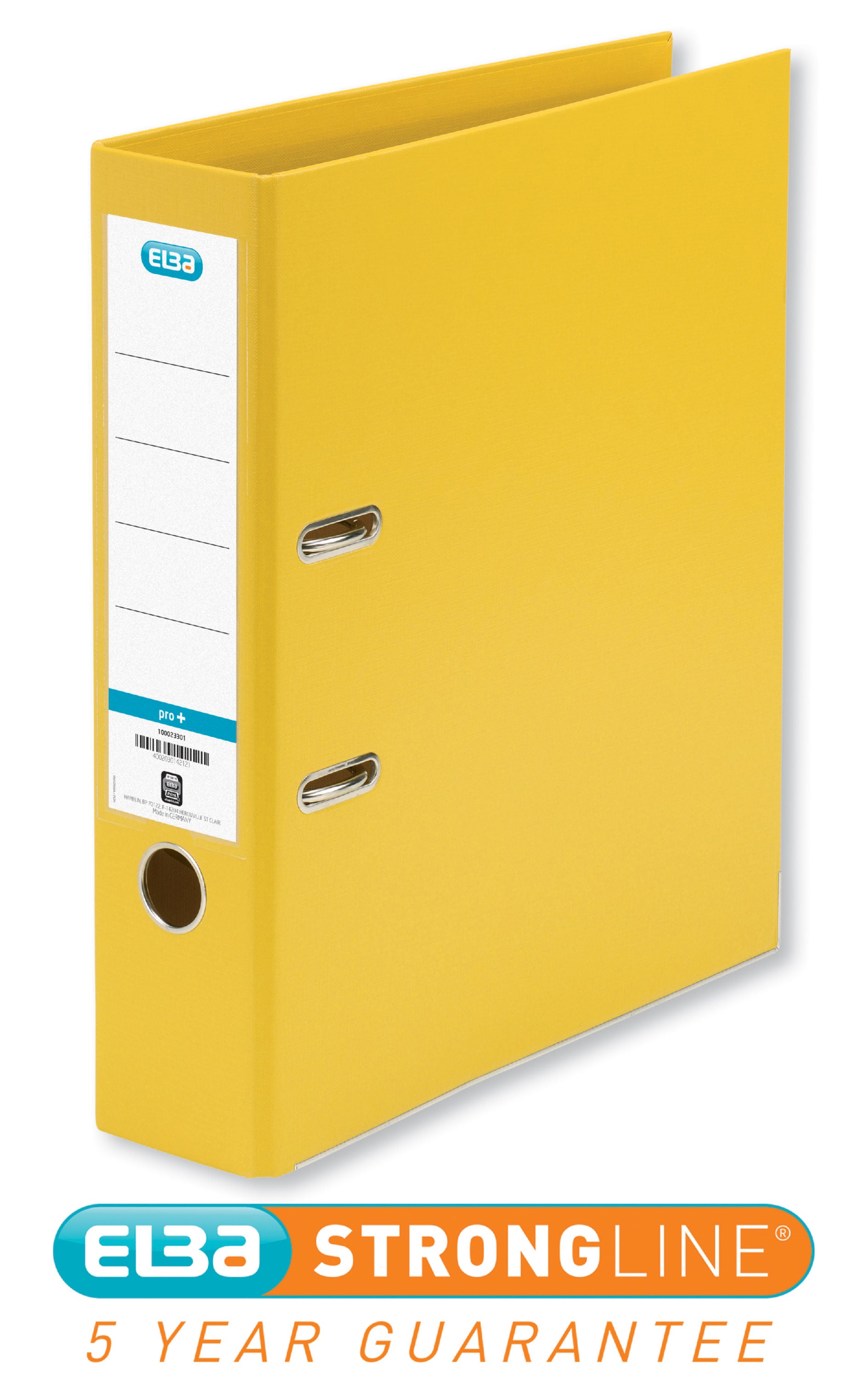Elba Smart Pro+ Lever Arch File A4 80mm Spine Polypropylene Yellow 100202166 - NWT FM SOLUTIONS - YOUR CATERING WHOLESALER