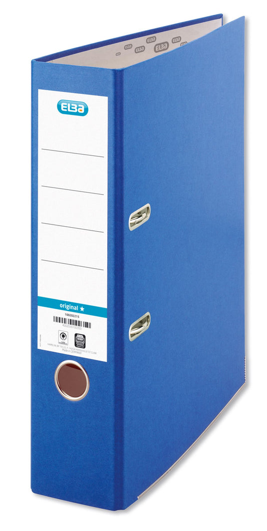 Elba Coloured Board Lever Arch File Paper on Board A4 80mm Spine Width Blue (Pack 10) - 100202215 - NWT FM SOLUTIONS - YOUR CATERING WHOLESALER