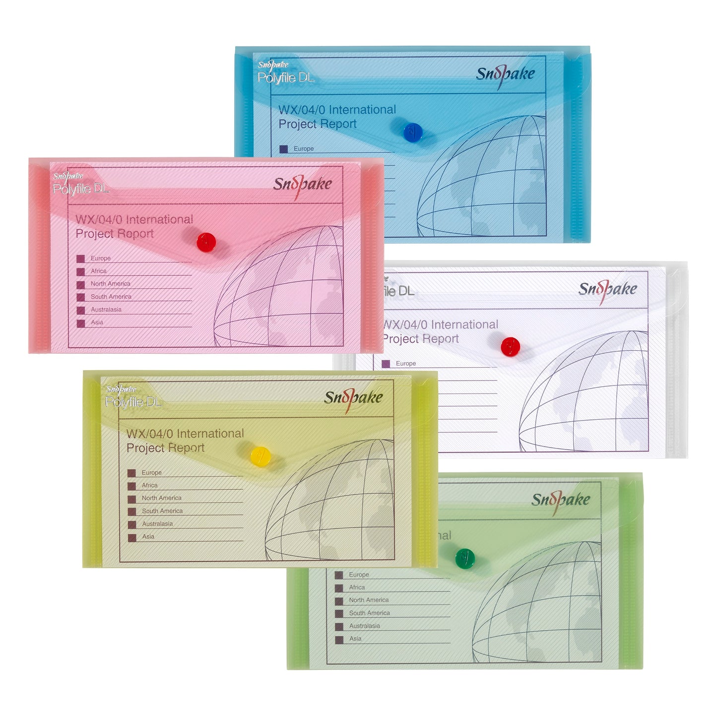 Snopake Polyfile Wallet File Polypropylene DL Classic Assorted Colours (Pack 5) - 10070