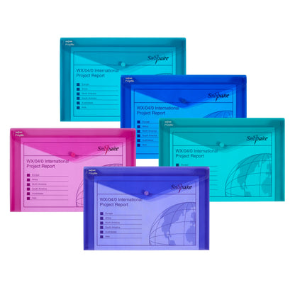 Snopake Polyfile Wallet File Polypropylene Foolscap Electra Assorted Colours (Pack 5) - 10088