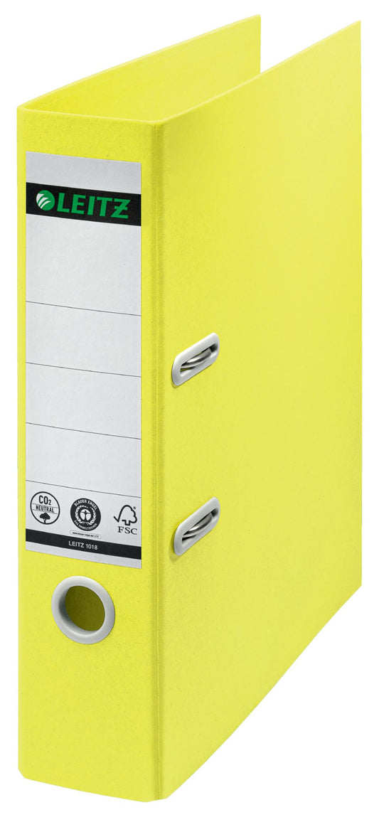 Leitz 180 Recycle Lever Arch File A4 80mm Spine Yellow 10180015 - NWT FM SOLUTIONS - YOUR CATERING WHOLESALER
