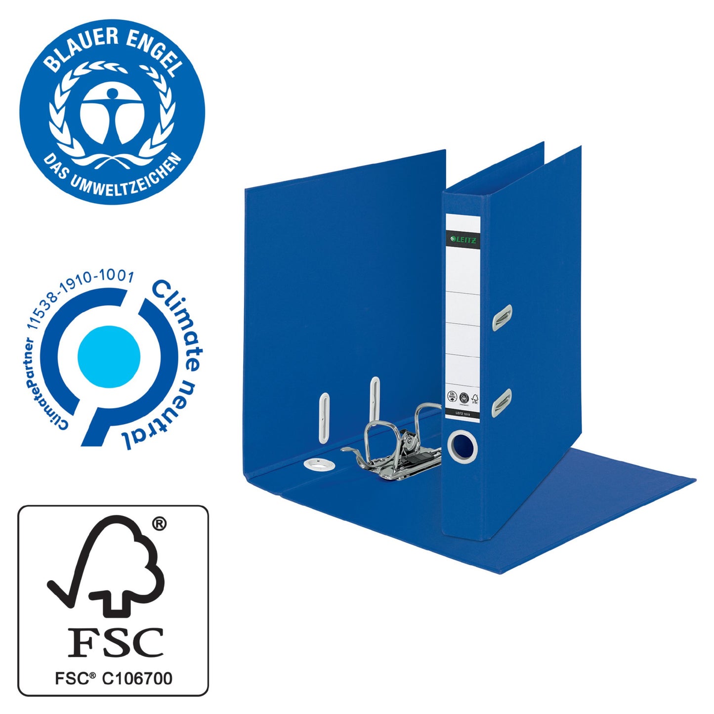 Leitz 180 Recycle Lever Arch File A4 50mm Spine Blue 10190035