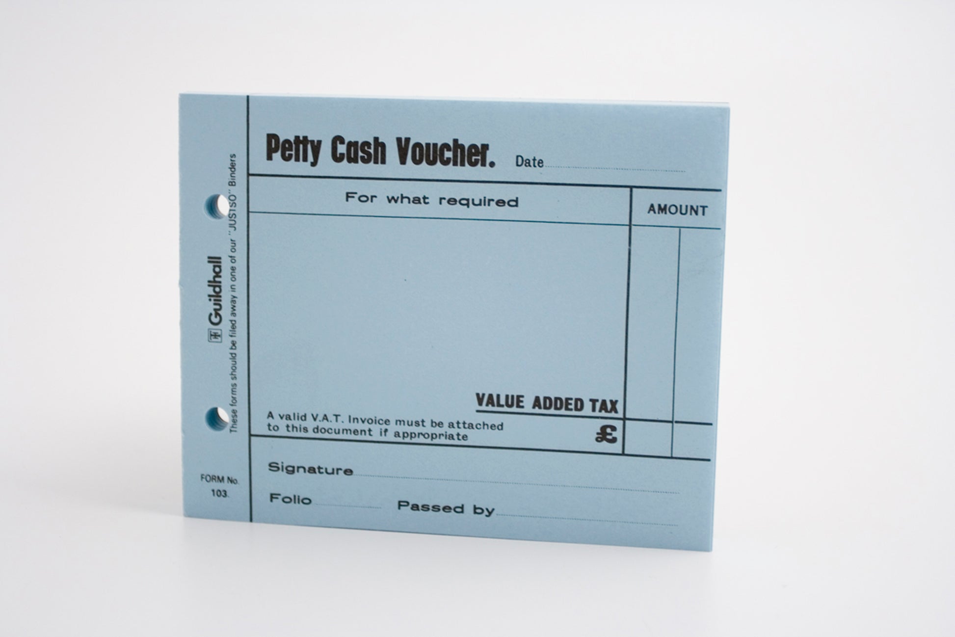 Guildhall Petty Cash Voucher Pad 127x101mm Blue 100 Pages (Pack 5) - 103-BLUZ - NWT FM SOLUTIONS - YOUR CATERING WHOLESALER