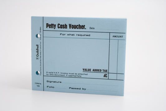 Guildhall Petty Cash Voucher Pad 127x101mm Blue 100 Pages (Pack 5) - 103-BLUZ - NWT FM SOLUTIONS - YOUR CATERING WHOLESALER