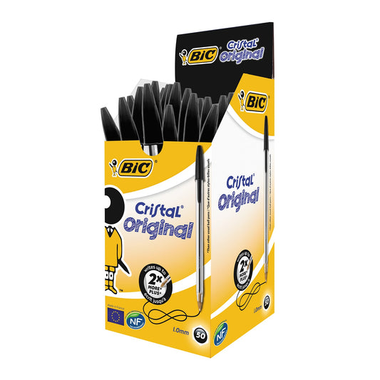 Bic Cristal Original Ballpoint Medium Black Pens 50's - NWT FM SOLUTIONS - YOUR CATERING WHOLESALER