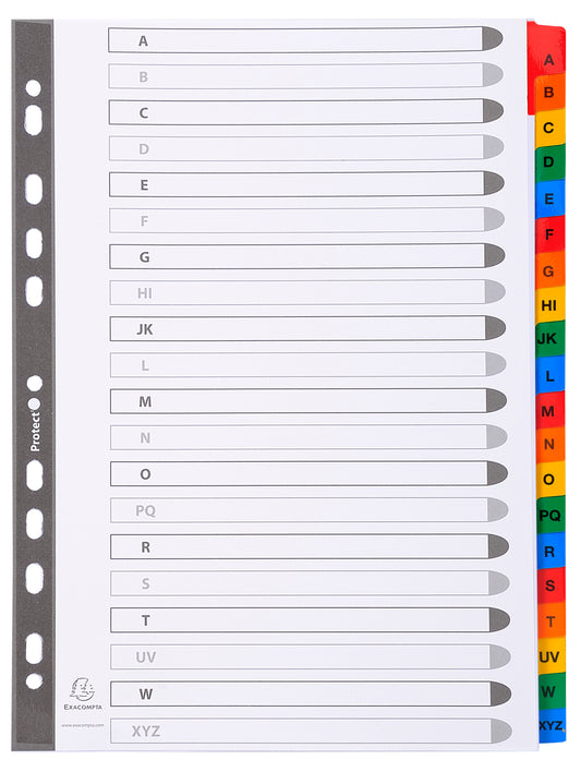 Exacompta Index A-Z A4 160gsm Card White with Coloured Mylar Tabs - 1111E - NWT FM SOLUTIONS - YOUR CATERING WHOLESALER