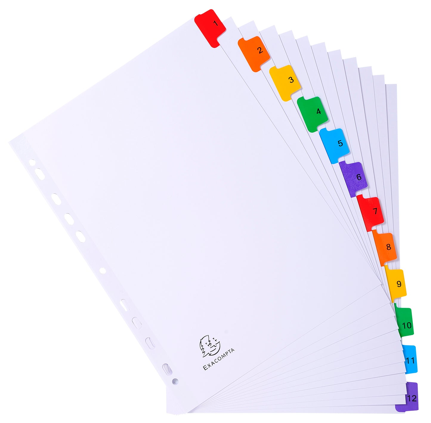 Exacompta Index 1-12 A4 160gsm Card White with Coloured Mylar Tabs - 1112E