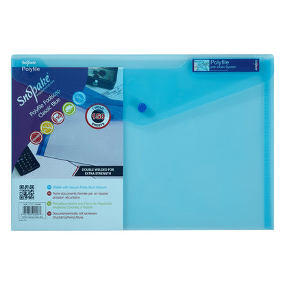 Snopake Polyfile Wallet File Polypropylene Foolscap Blue (Pack 5) - 11151X