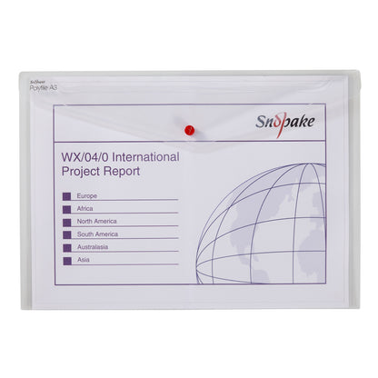 Snopake Polyfile Wallet File Polypropylene A3 Clear (Pack 5) - 11174