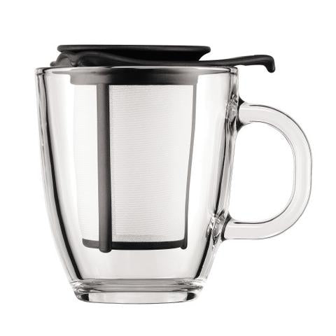 Bodum Yo-Yo Black Mug & Tea Strainer 0.35 Litre - NWT FM SOLUTIONS - YOUR CATERING WHOLESALER