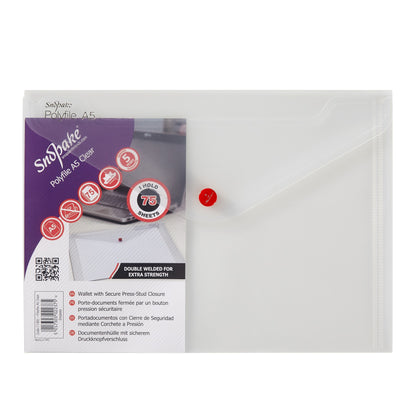 Snopake Polyfile Wallet File Polypropylene A5 Clear (Pack 5) - 11382