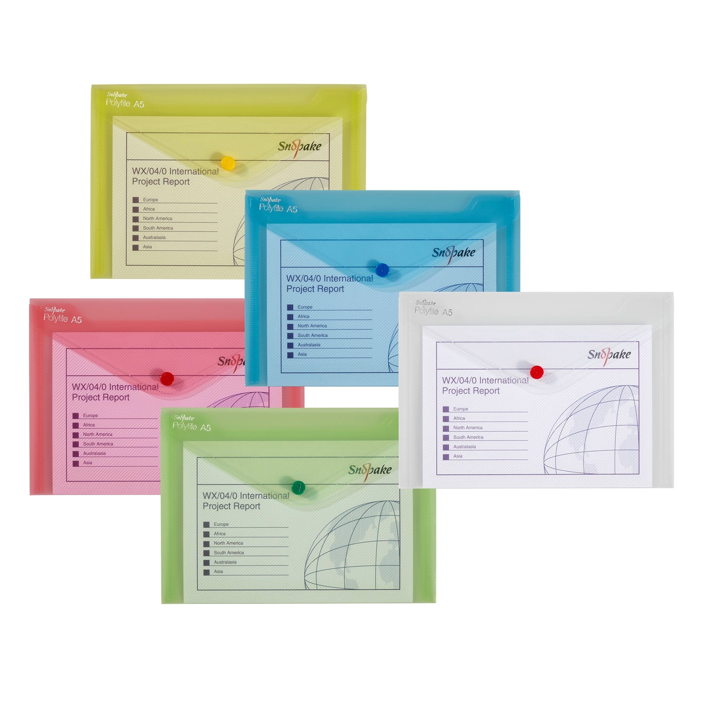 Snopake Polyfile Wallet File Polypropylene A5 Classic Assorted Colours (Pack 5) - 11395