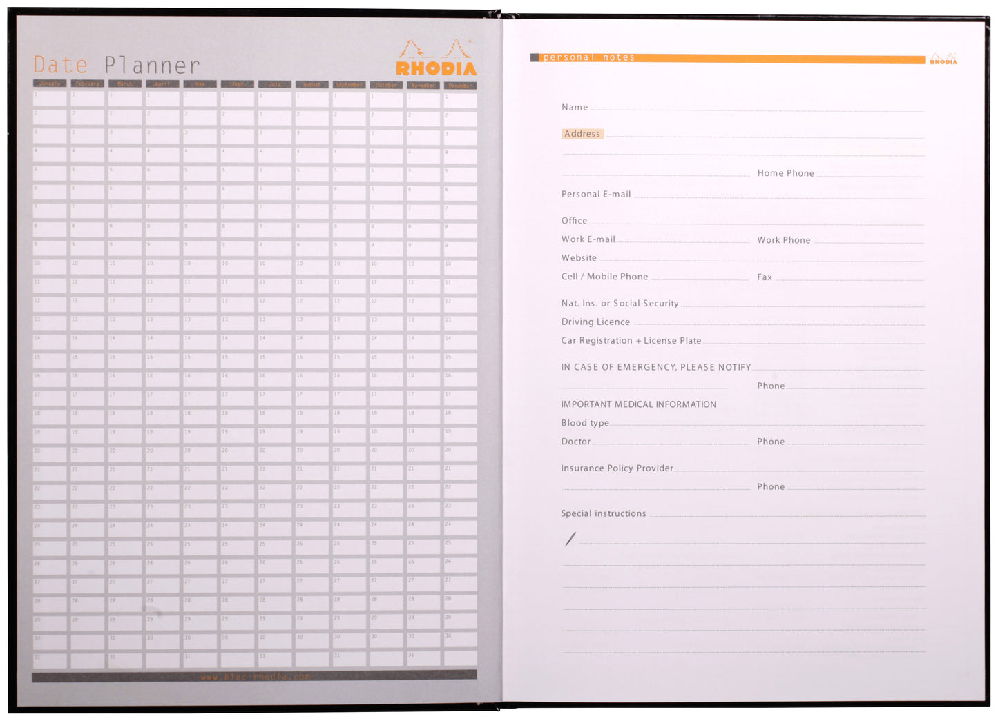 Rhodia A4 Casebound Hard Cover Notebook Ruled 192 Pages (Pack 3) 119230C