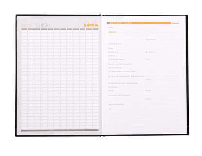 Rhodia A5 Hard Cover Casebound Business Book Ruled 192 Pages Black (Pack 3) - 119231C