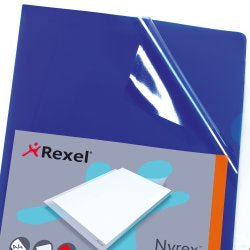 Rexel Nyrex Cut Flush Folder Polypropylene A4 110 Micron Blue (Pack 25) 12161BU - NWT FM SOLUTIONS - YOUR CATERING WHOLESALER