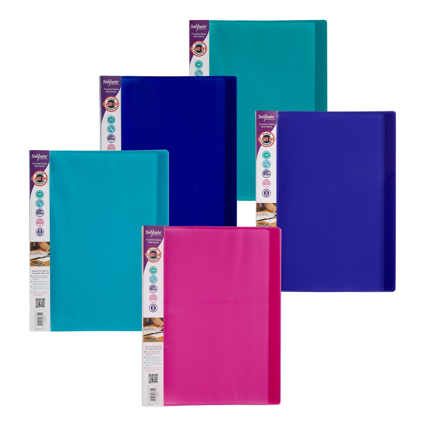 Snopake A4 Display Book 24 Pocket Electra Assorted Colours (Pack 10) - 12219