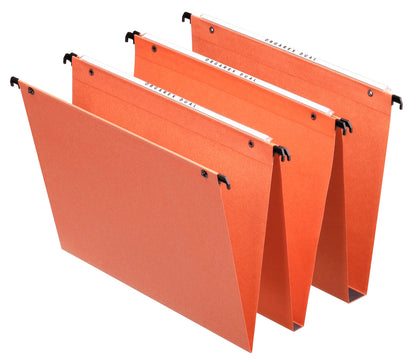 Orgarex Dual Vertical A4 Suspension File Card 15mm V Base Orange (Pack 25) 21631