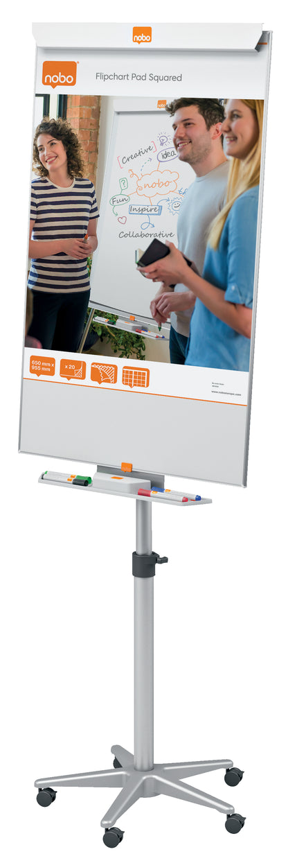 Nobo Barracuda Mobile Flipchart Easel Magnetic 745x690mm Grey 1902386