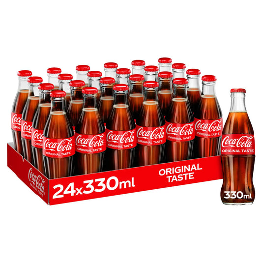 Coca Cola GLASS Bottles 24x330ml - NWT FM SOLUTIONS - YOUR CATERING WHOLESALER