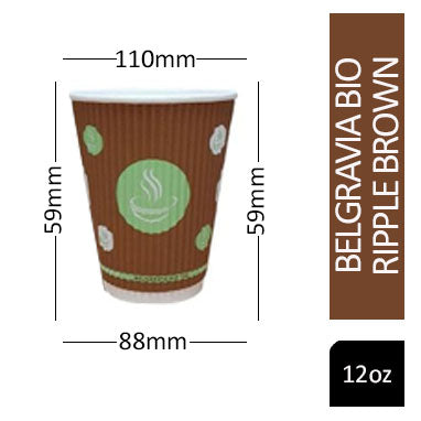 Belgravia 12oz Biodegradable Ripple Cups 25's - NWT FM SOLUTIONS - YOUR CATERING WHOLESALER