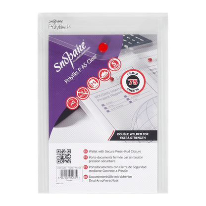 Snopake Polyfile Portrait Wallet File Polypropylene A5 Clear (Pack 5) - 13280