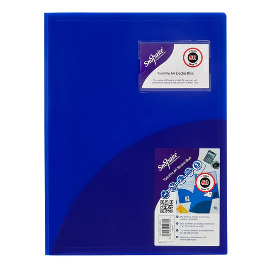Snopake Twinfile Polypropylene A4 300 Micron Electric Blue (Pack 5) - 14032 - NWT FM SOLUTIONS - YOUR CATERING WHOLESALER