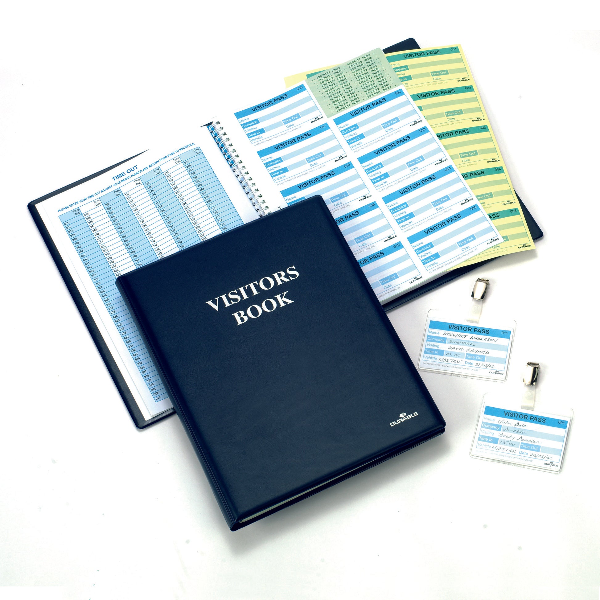 Durable Visitor Book 300 with 300 Badge Insert Refills 60x90mm 146500 - NWT FM SOLUTIONS - YOUR CATERING WHOLESALER