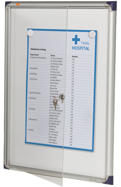 Nobo Extra Flat Magnetic Whiteboard Display Case Lockable 4 x A4 550x735mm 1900846