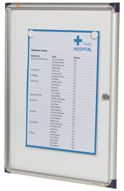 Nobo Extra Flat Magnetic Whiteboard Display Case Lockable 4 x A4 550x735mm 1900846