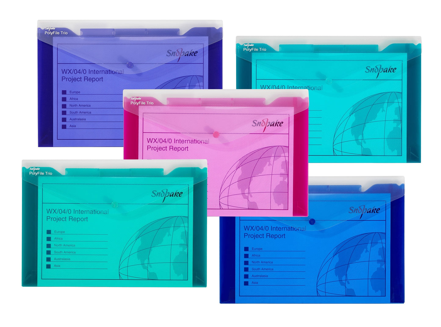 Snopake Polyfile Trio Wallet File Polypropylene Foolscap Electra Assorted Colours (Pack 5) - 14967