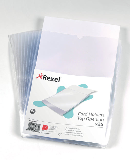 Rexel Nyrex Card Holder Polypropylene A4 Top Opening Clear (Pack 25) 12092 - NWT FM SOLUTIONS - YOUR CATERING WHOLESALER