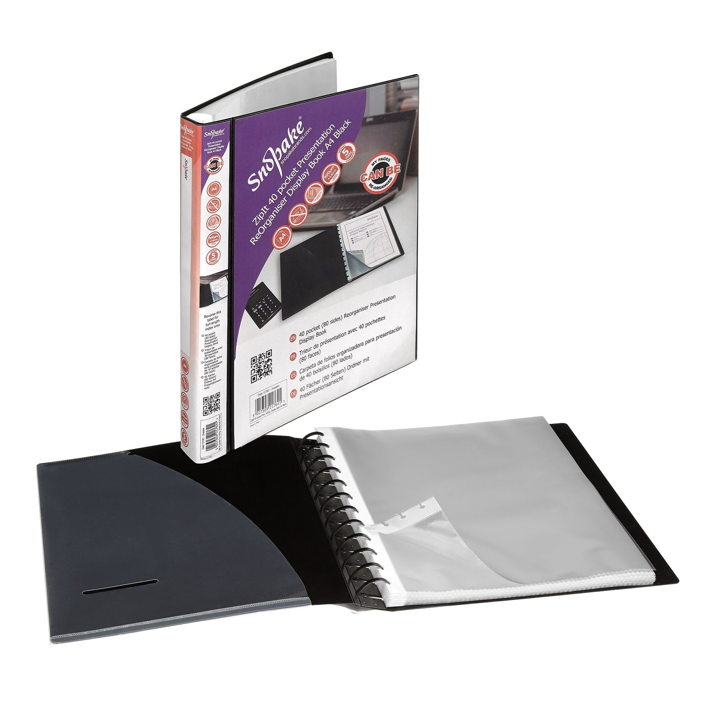 Snopake ReOrganiser A4 Display Book 40 Pocket Black - 15780