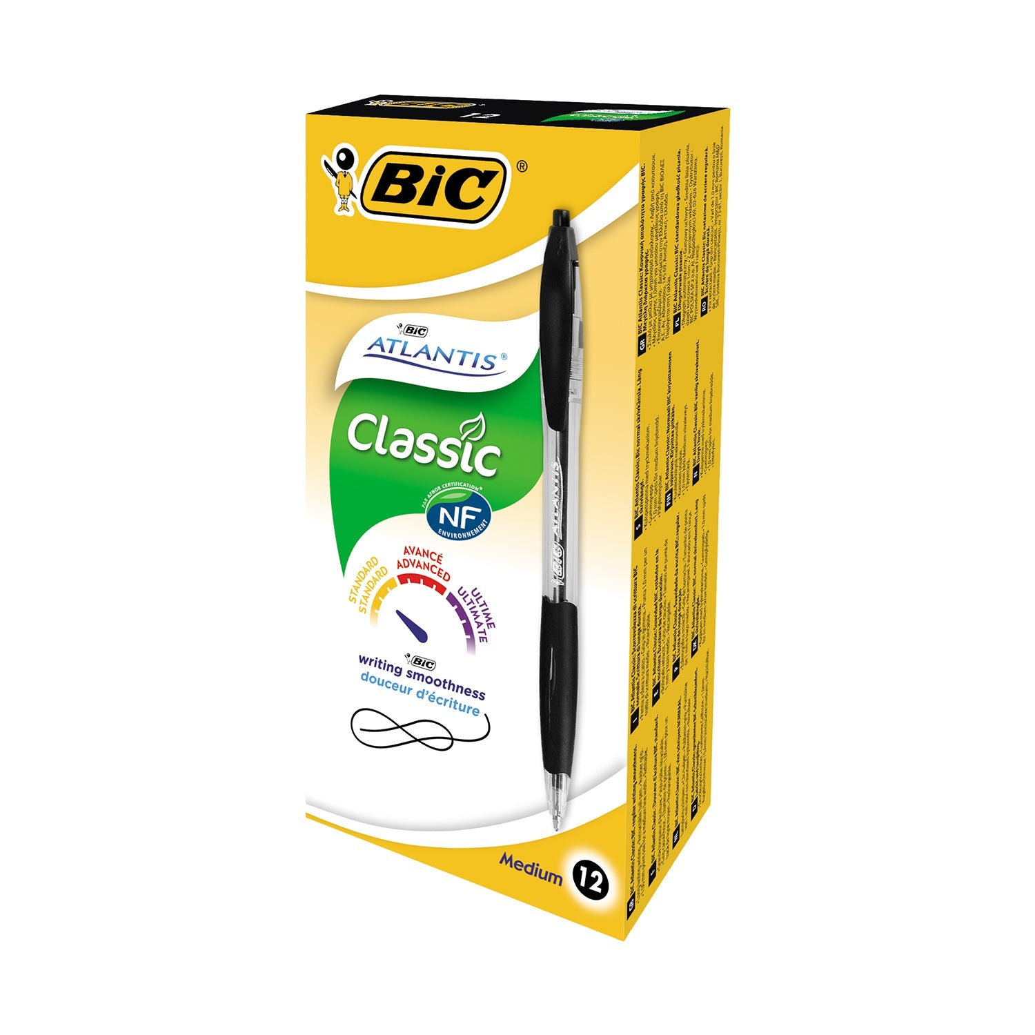 Bic Atlantis Retractable Ballpoint Medium Black Pens 12's - NWT FM SOLUTIONS - YOUR CATERING WHOLESALER