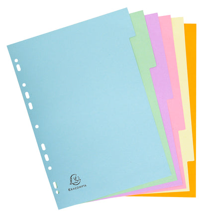 Exacompta Forever Recycled Divider 6 Part A4 170gsm Card Assorted Colours - 1606E