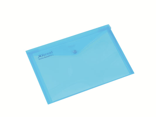 Rexel Popper Wallet Polypropylene A4 Blue (Pack 5) 16129BU - NWT FM SOLUTIONS - YOUR CATERING WHOLESALER